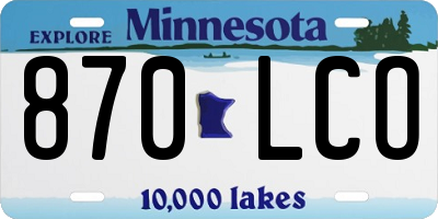 MN license plate 870LCO