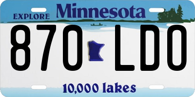 MN license plate 870LDO