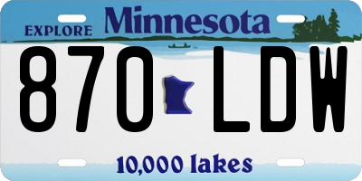 MN license plate 870LDW