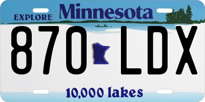 MN license plate 870LDX