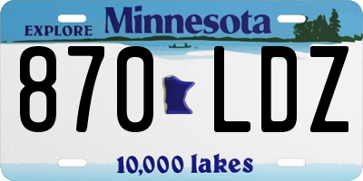 MN license plate 870LDZ