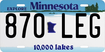 MN license plate 870LEG