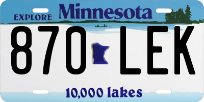 MN license plate 870LEK