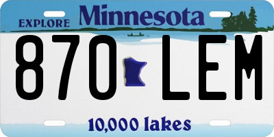 MN license plate 870LEM