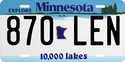 MN license plate 870LEN