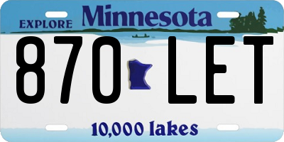MN license plate 870LET