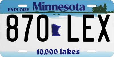 MN license plate 870LEX