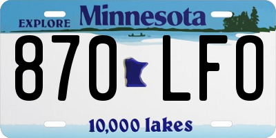 MN license plate 870LFO