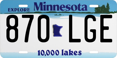 MN license plate 870LGE