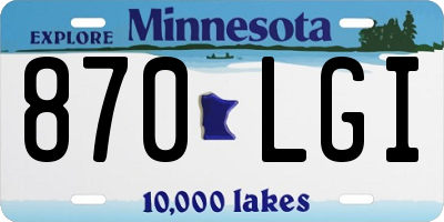 MN license plate 870LGI