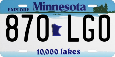 MN license plate 870LGO