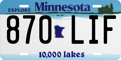 MN license plate 870LIF