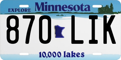 MN license plate 870LIK