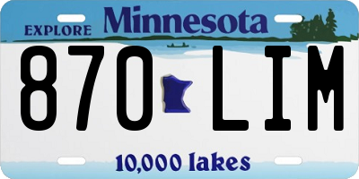 MN license plate 870LIM
