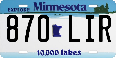 MN license plate 870LIR