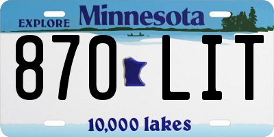 MN license plate 870LIT