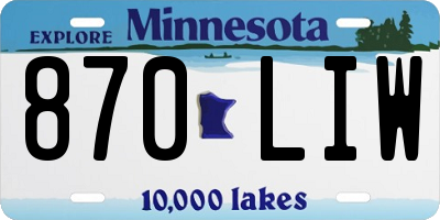 MN license plate 870LIW
