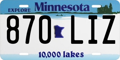 MN license plate 870LIZ