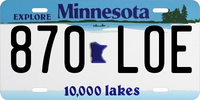 MN license plate 870LOE
