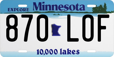 MN license plate 870LOF