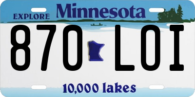 MN license plate 870LOI