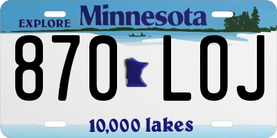 MN license plate 870LOJ