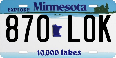 MN license plate 870LOK