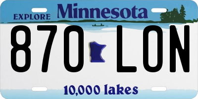 MN license plate 870LON