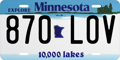 MN license plate 870LOV