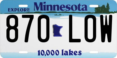 MN license plate 870LOW