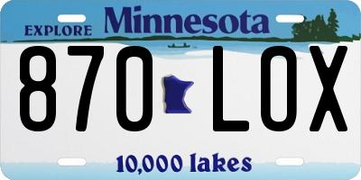 MN license plate 870LOX