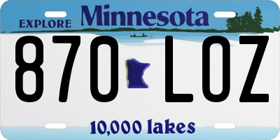 MN license plate 870LOZ