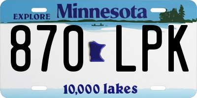 MN license plate 870LPK