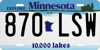 MN license plate 870LSW