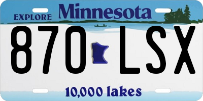 MN license plate 870LSX