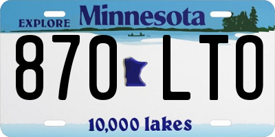 MN license plate 870LTO