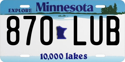 MN license plate 870LUB