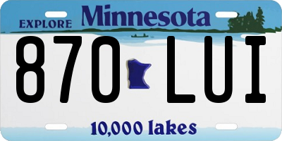 MN license plate 870LUI