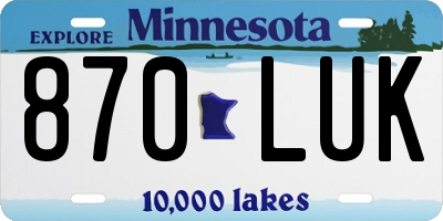 MN license plate 870LUK