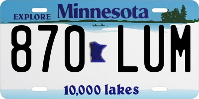 MN license plate 870LUM