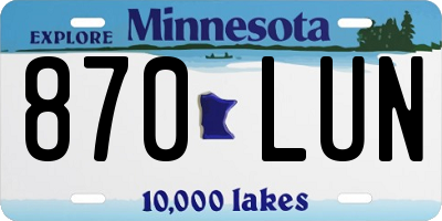 MN license plate 870LUN
