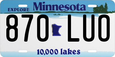 MN license plate 870LUO
