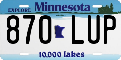 MN license plate 870LUP