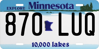 MN license plate 870LUQ
