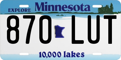 MN license plate 870LUT
