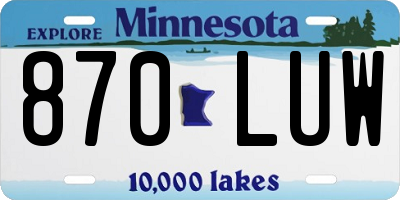MN license plate 870LUW