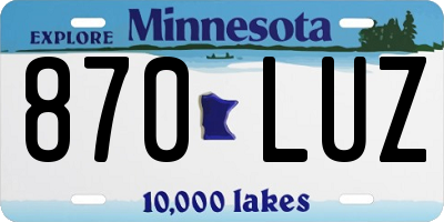 MN license plate 870LUZ