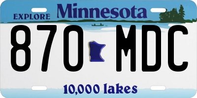 MN license plate 870MDC