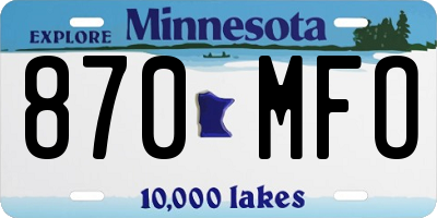 MN license plate 870MFO