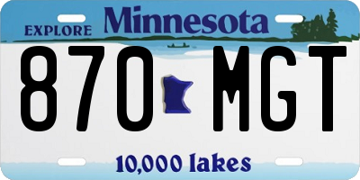 MN license plate 870MGT